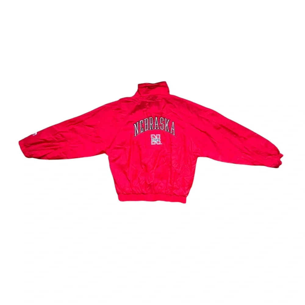 Vintage 90s Logo 7 - Nebraska Huskers Full Zip Windbreaker Jacket Red Large